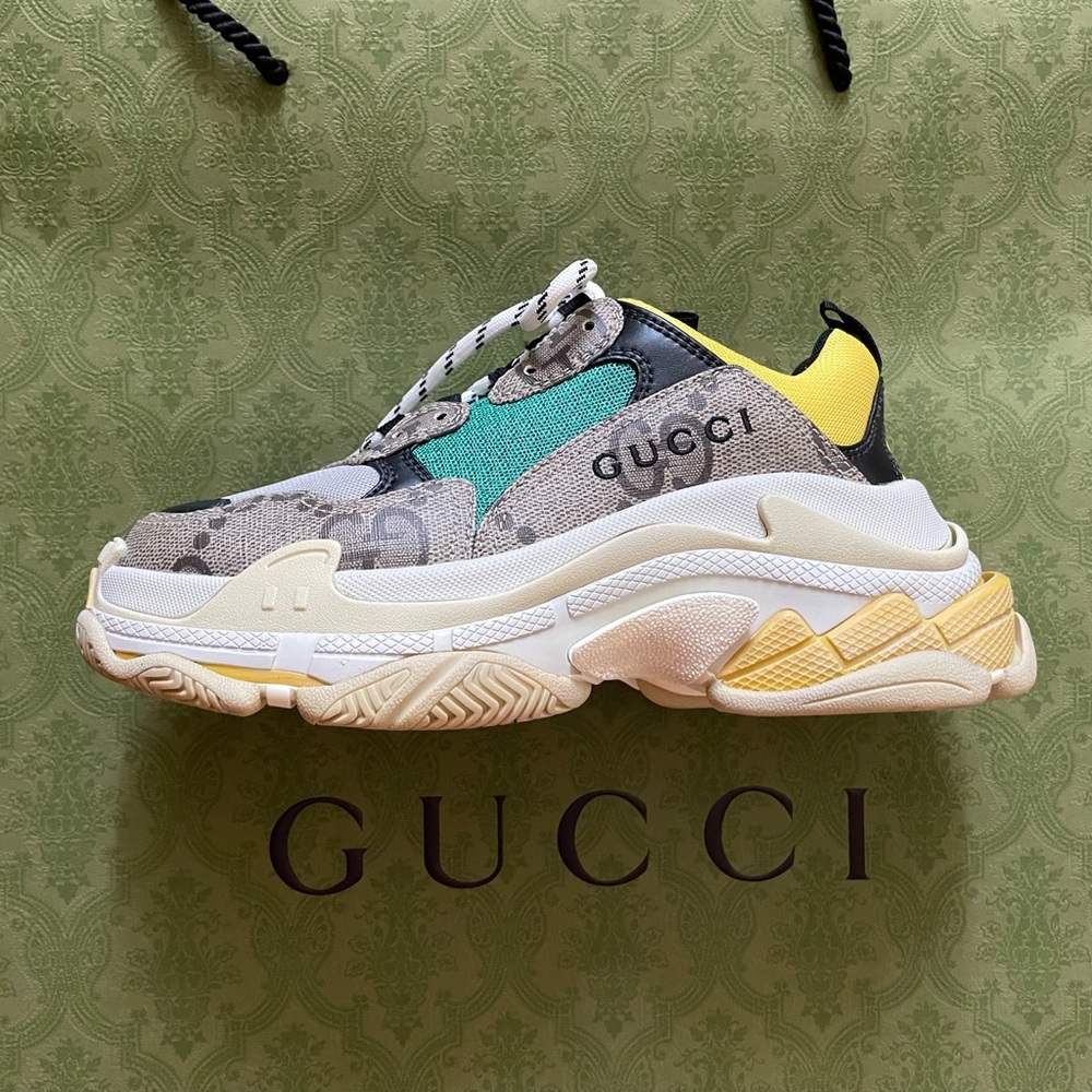 Gucci x Balenciaga The Hacker Project Triple S - 
Beige/Green/Yellow